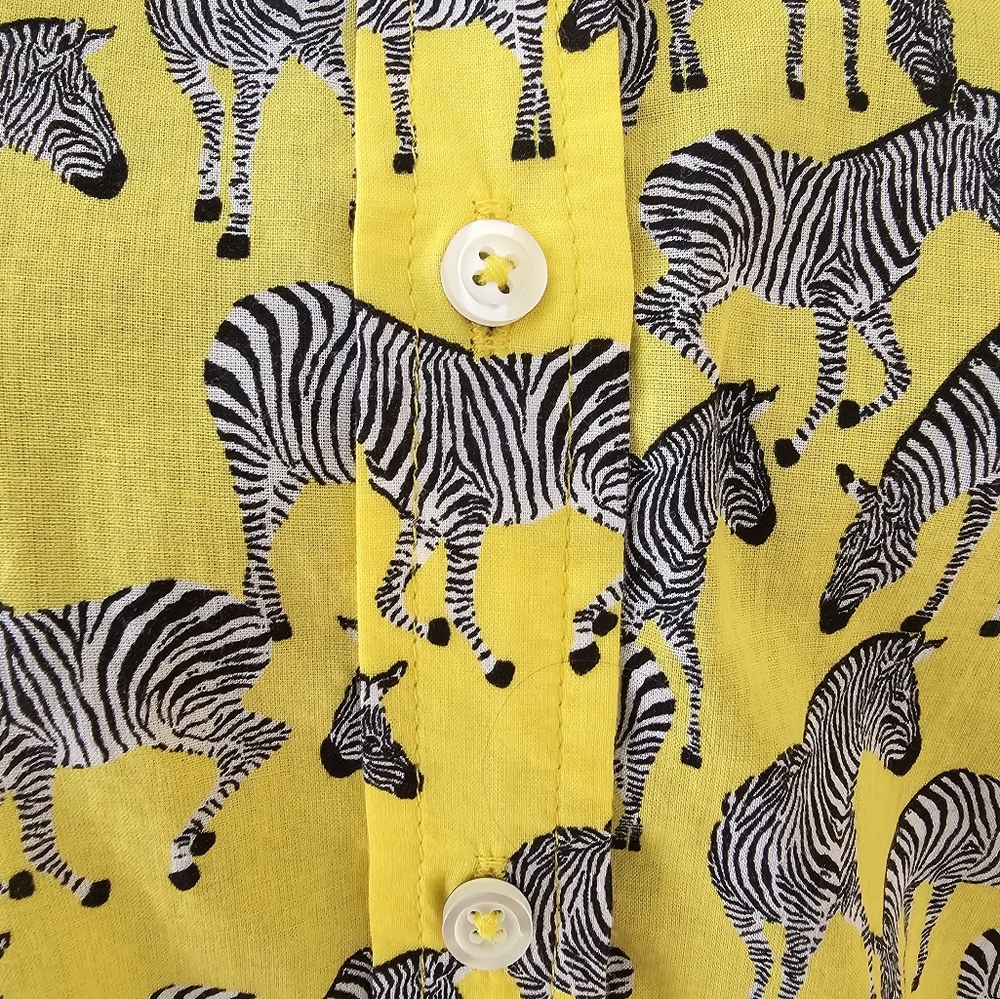 TALBOTS size S Women's Zebra Animal Print 100% Cotton Button-down Shirt - Picture 8 of 8